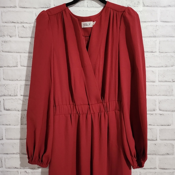 NEW Eliza J Balloon Sleeve Wide Leg Jumpsuit Red size 6 - Picture 4 of 10